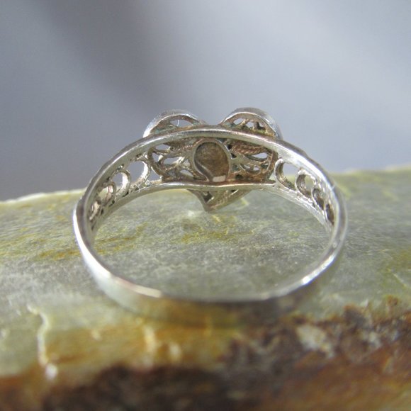 Sterling Heart Ring, Artisan Silver Sculpture & Filigree - Picture 5 of 7